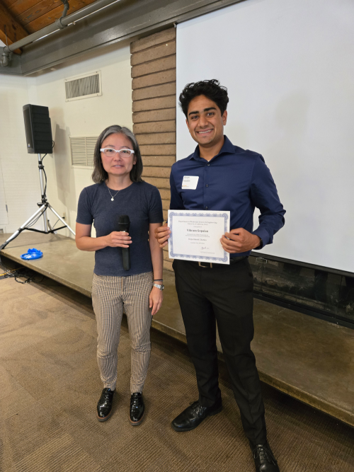 Department Chair Dr. Takamura presents the Materials Science and Engineering Department Citation Award to Vikram Gopalan